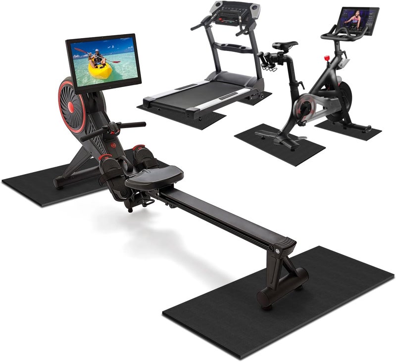 SLIPEXSAFE 2PCS Fitness Equipment Mats and Floor Protector, Non-Slip Mat Rowing, Rowing Machine Bike Mat for Carpet & Hardwood Floors, Exercise Bike Mats (Two Pieces:36 * 12 inch) - Image 1